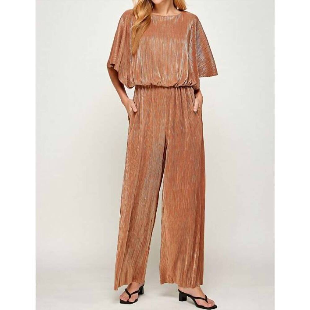 NEW SEE AND BE SEEN metallic pleats jumpsuit in gold
